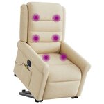vidaXL Fauteuil inclinable de massage électrique Crème Tissu