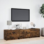vidaXL Meuble TV avec LED chêne fumé 165x34x40 cm bois d'ingénierie