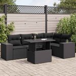 vidaXL Salon de jardin 6 Pièces avec coussins noir résine tressée