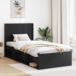 vidaXL Cadre de lit avec rangement et tête de lit Noir 75 x 190 cm
