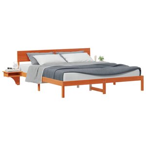 vidaXL Cadre de lit avec tête de lit Brun cire 200 x 200 cm Pin massif