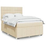 vidaXL Sommier à lattes de lit avec matelas Crème 160x200 cm Tissu