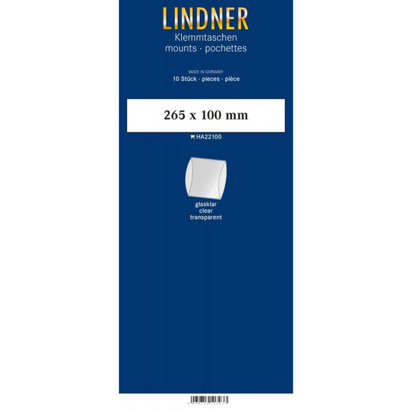 Bandes double soudure 265 x 100 mm pour blocs  carnets de timbres. Fond - Transparent