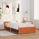 vidaXL Cadre de lit Marron cire 90 x 190 cm Bois massif en pin