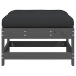 vidaXL Repose-pied de jardin avec coussin gris bois de pin massif