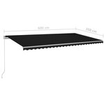 vidaXL Auvent automatique rétractable avec poteaux 6x3 5 m Anthracite