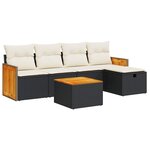vidaXL Salon de jardin 6 Pièces avec coussins noir résine tressée