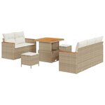 vidaXL Ensemble de Canapé de Jardin de 8 Pièces avec Coussins Beige en Poly Rattan