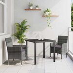 vidaXL Ensemble de salle à manger pour jardin 3 Pièces Gris Poly rotin