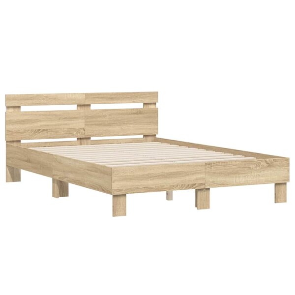 vidaXL Cadre de lit avec LED Sonoma 137 x 190 cm Bois d'ingénierie