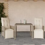 vidaXL Ensemble de bistro de jardin 3 Pièces coussins beige poly rotin