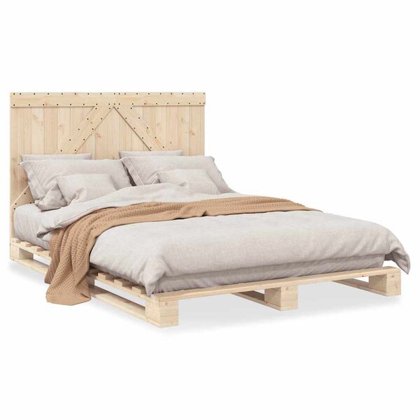 vidaXL Cadre de lit sans matelas avec tête de lit bois massif