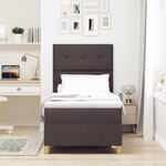 vidaXL Lit à ressorts avec matelas Marron foncé 90 x 200 cm tissu