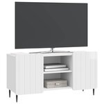 vidaXL Meuble TV Blanc brillant 102 x 34 5 x 52 cm Bois d'ingénierie