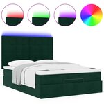 vidaXL Cadre de lit ottoman avec matelas vert foncé 140x190 cm velours