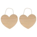2 cœurs en bois à suspendre 25 x 22 cm