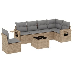 vidaXL Salon de jardin avec coussins 7 Pièces beige résine tressée