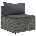 vidaXL Salon de jardin 9 Pièces avec coussins Gris Résine tressée