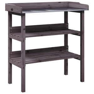 vidaXL Table à plantes avec étagères gris 78x38x82 5 cm bois de sapin