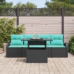 vidaXL Ensemble de canapé de jardin 5 Pièces Noir Poly Rattan