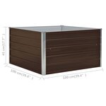 vidaXL Jardinière 100 x 100 x 45 cm Acier galvanisé Marron