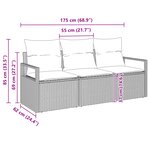 Ensemble de Canapé de Jardin 3 Pièces avec Coussins Marron Poly Rattan