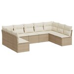 vidaXL Salon de jardin avec coussins 9 Pièces beige résine tressée
