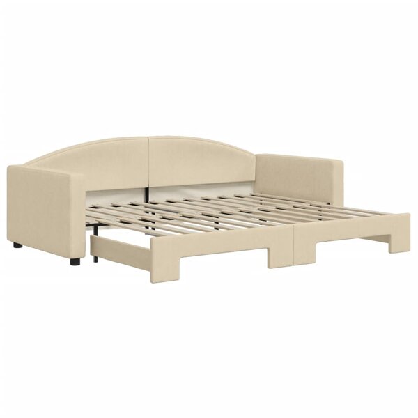 vidaXL Lit de jour avec lit gigogne crème 90x200 cm tissu