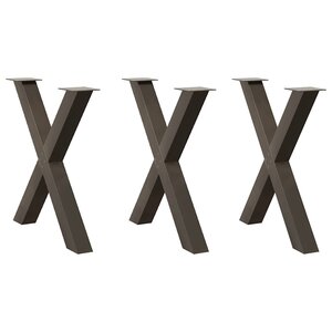 vidaXL Pieds de table à manger en forme de X 3 pièces Acier naturel 70 x (72-73) cm Acier