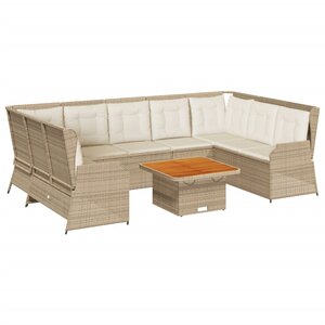 vidaXL Salon de jardin avec coussins 7 Pièces beige résine tressée