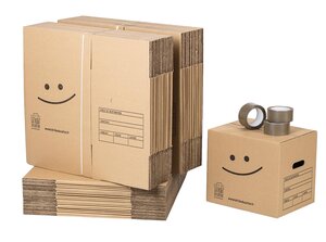 Pack 60 cartons à livres avec poignées + 3 adhésifs offerts