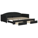 vidaXL Lit de jour avec gigogne et tiroirs noir 90x200 cm tissu