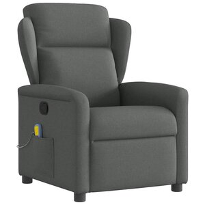 vidaXL Fauteuil inclinable de massage en tissu gris foncé