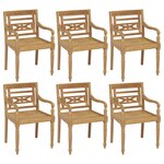 vidaXL Chaises Batavia avec coussins 6 Pièces Bois de teck solide