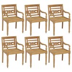 vidaXL Chaises Batavia avec coussins 6 Pièces Bois de teck solide