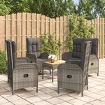vidaXL Ensemble à manger de jardin 5 Pièces coussins gris résine tressée