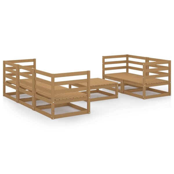 vidaXL Salon de jardin 6 Pièces Marron miel Bois de pin massif