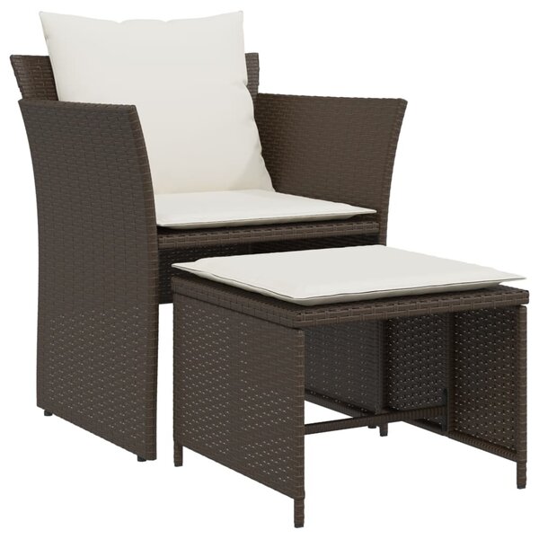vidaXL Chaise de jardin avec tabouret marron résine tressée