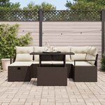 vidaXL Ensemble de canapé de jardin 7 Pièces Marron Poly rotin