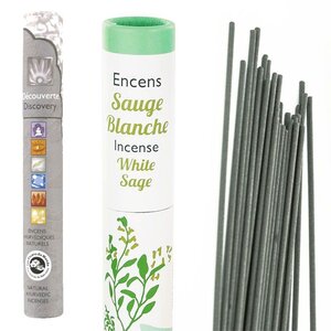 Encens Sauge blanche 30 bâtonnets + encens ayurvédique 14 bâtonnets