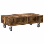 vidaXL Table d'appoint avec roues Chêne fumé 90 x 50 x 30 cm