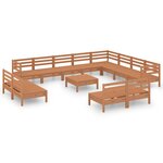 vidaXL Salon de jardin 13 Pièces Bois de pin massif Marron miel
