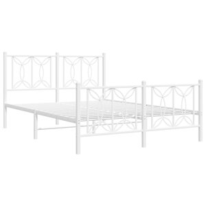 vidaXL Cadre de lit métal sans matelas et pied de lit blanc 135x190 cm