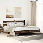 vidaXL Cadre de lit en métal sans matelas chêne fumé 180x200 cm