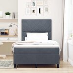Lit Box Spring vidaXL avec Matelas & LED Gris Foncé 120x190 cm Velours