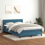 vidaXL Sommier à lattes de lit et matelas et LED bleu foncé 140x210cm velours