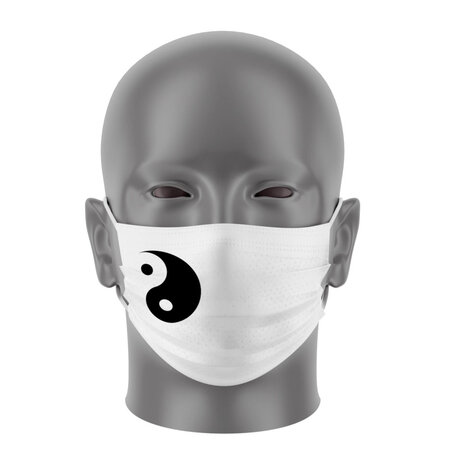 Masque Bandeau - Yin Yang Blanc - Taille L - Masque tissu lavable 50 fois
