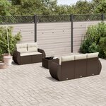 vidaXL Salon de jardin avec coussins 6 Pièces marron résine tressée