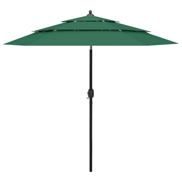 vidaXL Parasol de jardin à 3 niveaux avec mât en aluminium vert 2 5 m