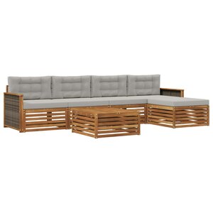 vidaXL Ensemble de canapés d'extérieur 6 pc Naturel et gris clair